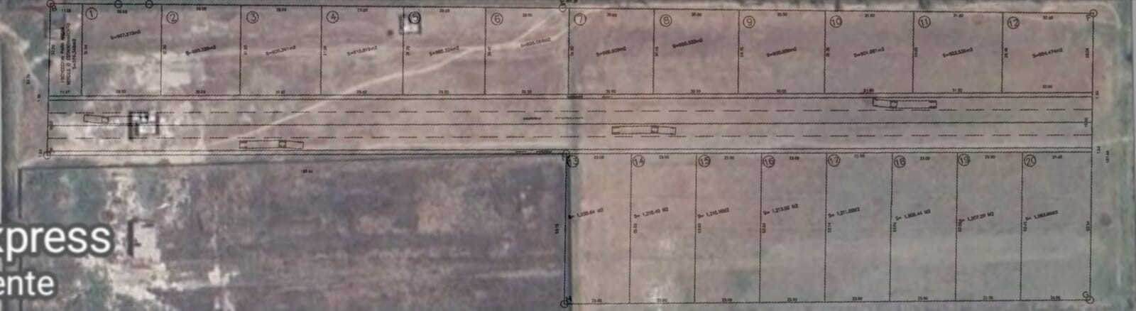 Plano de lotes con 20 parcelas industriales